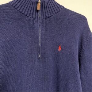 Polo by Ralph Lauren Blue 1/4 Zip Mockneck Sweater